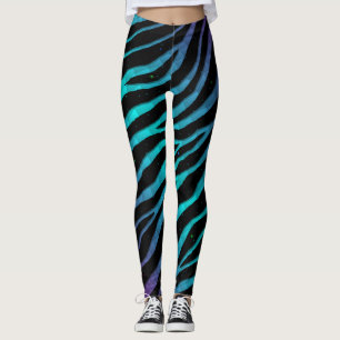 Leggings Ripped SpaceTime Stripes - Purple/cyan