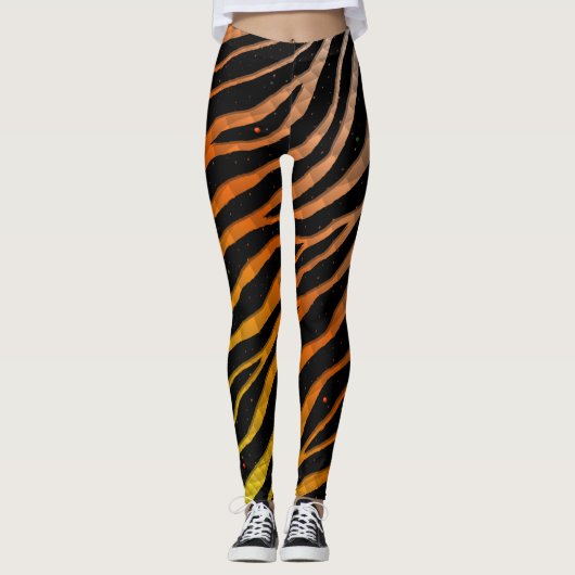 Leggings Ripped SpaceTime Stripes - yellow/orange/blanc (Devant)