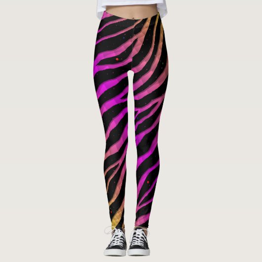 Leggings Ripped SpaceTime Stripes - Yellow/pink (Devant)