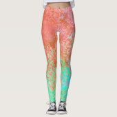 Leggings Rivière de feu Orange alcool Encre Abstraite (Devant)