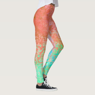Leggings Rivière de feu Orange alcool Encre Abstraite