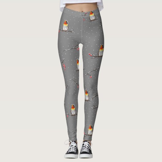 Leggings robin et motif de neige (Devant)