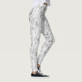 Leggings Robins et fleurs de lys, noir et blanc (Droite)