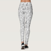Leggings Robins et fleurs de lys, noir et blanc (Dos)