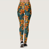 Leggings Robins et fleurs de lys, orange et bleu (Dos)