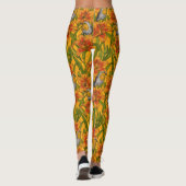 Leggings Robins et fleurs de lys, orange et vert (Dos)
