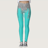 Leggings Robin's Oeuf Blue Cyan Turquoise Parties scintilla (Devant)