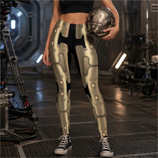 Leggings Robot Android Métallique Doré