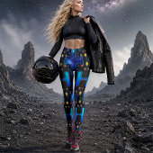 Leggings Robot Android Synthétique des Années 80 Cosmique R