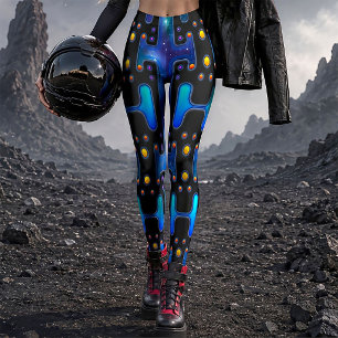 Leggings Robot Android Synthétique des Années 80 Cosmique R