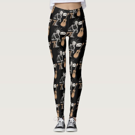 Leggings Robot de musique confus (Devant)