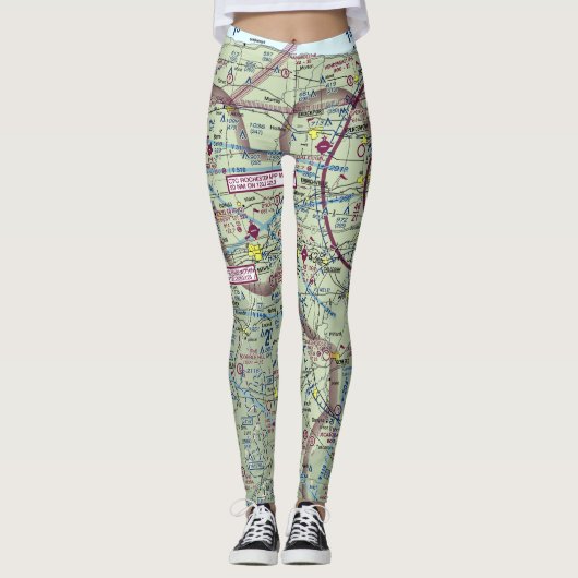 Leggings Rochester NY Aviation Map Prix de vente (Devant)