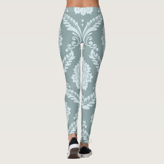 Leggings Rococo Damask Lg Pattern Duck Egg Blue+Teal (Dos)