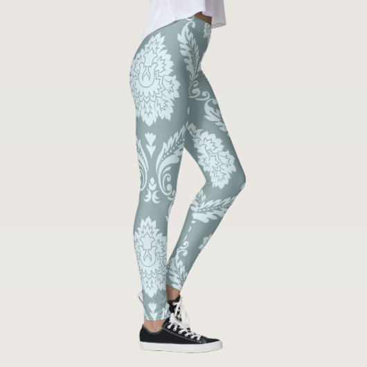 Leggings Rococo Damask Lg Pattern Duck Egg Blue+Teal (Droite)