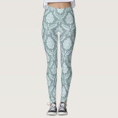 Leggings Rococo Damask Pattern Duck Egg Blue+Teal (Devant)