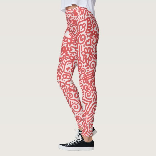 Leggings rode en witte doodle Pattern (Links)