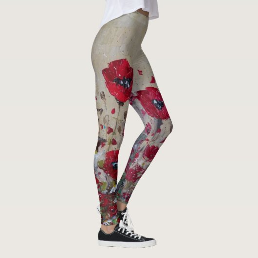 Leggings Rode papaver (Rechts)
