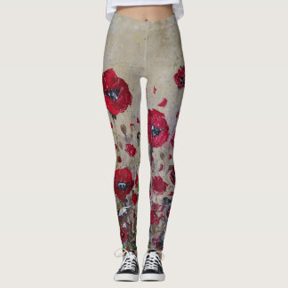 Leggings Rode papaver