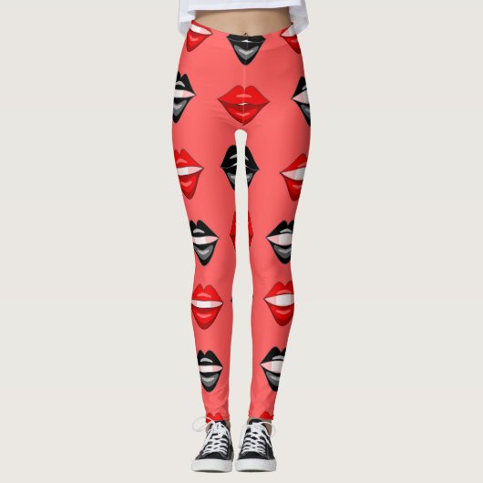 Leggings rode zwarte kus (Voorkant)