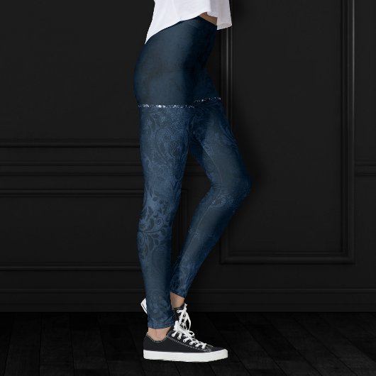 Leggings Romance de la marine de minuit | Blue Satiny Grung
