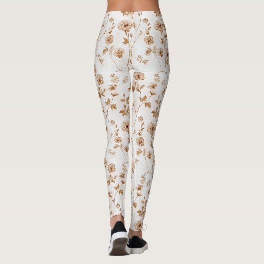 Leggings Romantic Cream Brown Floral (Dos)