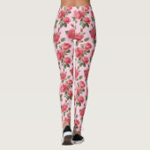 Leggings Romantic Pink Roses Botanical Pattern (Dos)