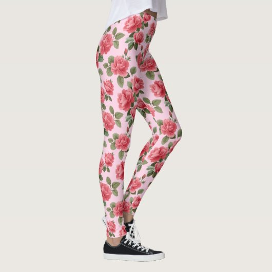 Leggings Romantic Pink Roses Botanical Pattern (Droite)
