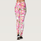 Leggings Romantic white pink yellow summer rose floral (Dos)