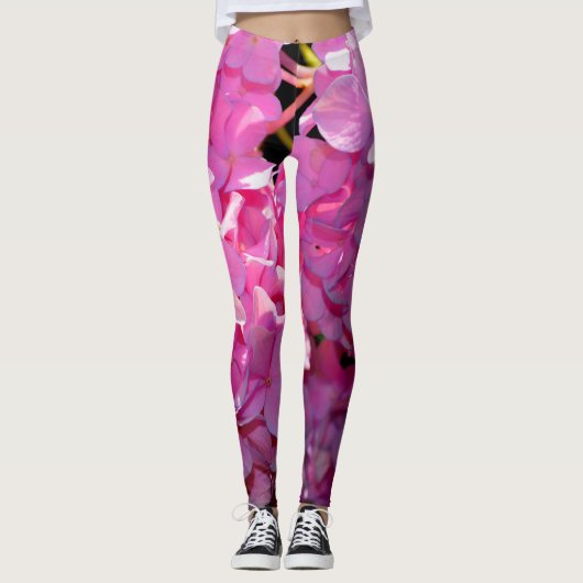 Leggings Romantique rose floral élégant hydrangeas (Devant)