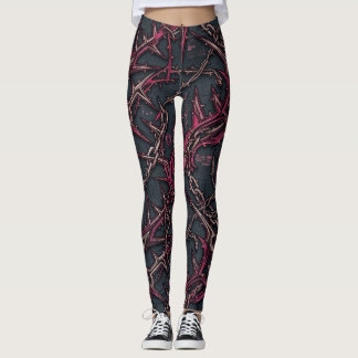 Leggings Ronce piquante grunge : rose foncé et cuivre organ
