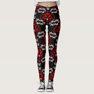 Leggings Rooster Cockerel Nordic Scandinavian Folk Art