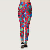 Leggings Roquettes rétro dans l'espace. BG rouge (Dos)