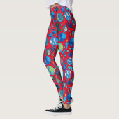Leggings Roquettes rétro dans l'espace. BG rouge (Gauche)