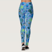 Leggings Roquettes rétro dans l'espace. L Blue BG (Dos)