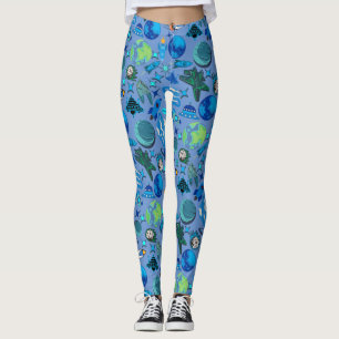 Leggings Roquettes rétro dans l'espace. L Blue BG