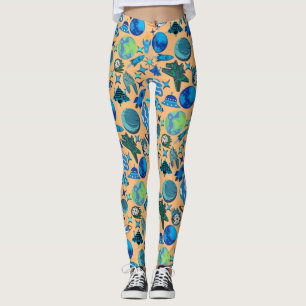 Leggings Roquettes rétro dans l'espace. L Orange BG