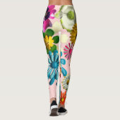 Leggings Rose 60s Retro MOD coloré Hippie Daisy Fleurs (Dos)