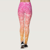 Leggings Rose à orange ombre avec cachemire blanc (Dos)
