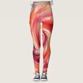 Leggings Rose Abstrait moderne et Saumon (Devant)