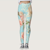 Leggings Rose aquarelle délicat (Devant)