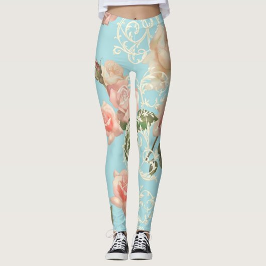 Leggings Rose aquarelle délicat (Devant)