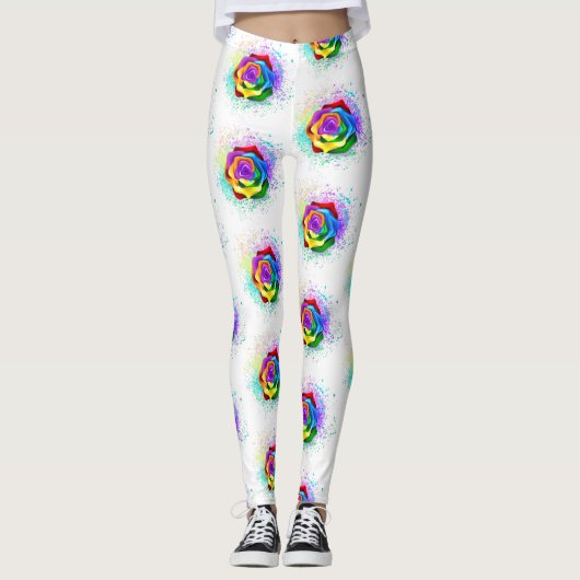 Leggings Rose arc-en-ciel coloré (Devant)