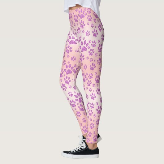 Leggings Rose Arrière - plan or violet Parties scintillant  (Gauche)