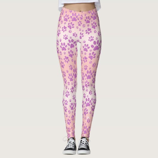 Leggings Rose Arrière - plan or violet Parties scintillant  (Devant)