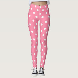 Leggings Rose avec le pois blanc