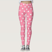 Leggings Rose avec Pois blancs (Devant)