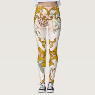 Leggings Rose Baroque Golden Floral Print
