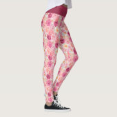Leggings Rose Blanc Blush rose Magenta Fleurs florales Fill (Droite)
