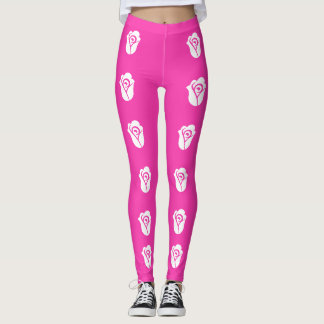 Leggings Rose blanche sur motif rose