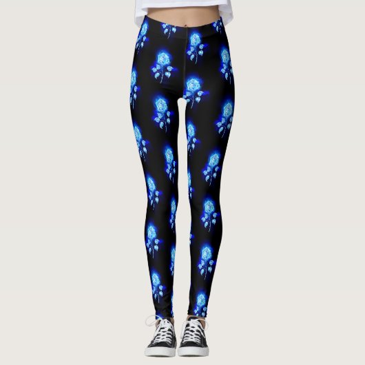 Leggings Rose bleu brûlant (Devant)